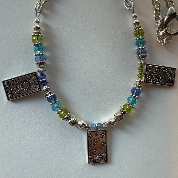 Handmade Necklace Sterling Silver Tarot Charms & *YOU CHOOSE COLORS* Glass Beads - Picture 6 of 10